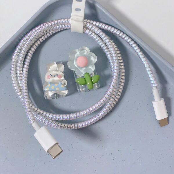 4pcs Rabbit & Flower 3D Anti-Break Data Cable Protectors