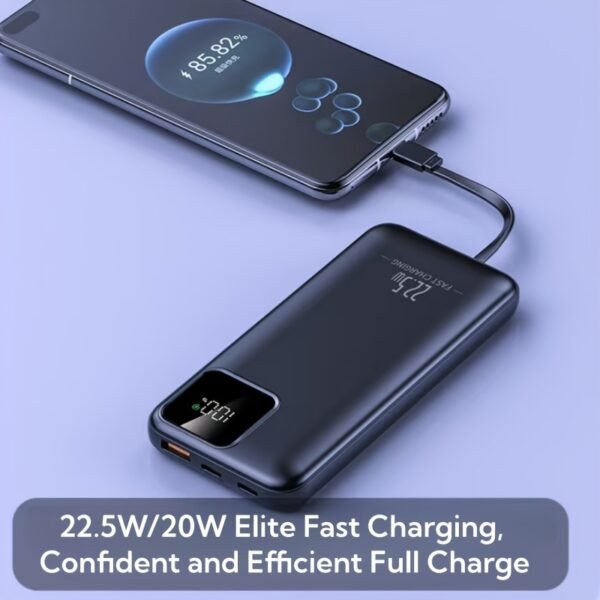 06db2167-d390-45b4-9005-798b5b5102d1.jpg 20,000mAh Fast Charging Power Bank with Built-in Dual Cables & Digital Display