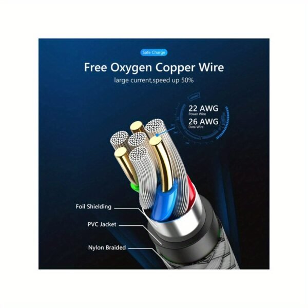 60W Micro USB Fast Charging Cable Nylon Braided Android Charger Cord