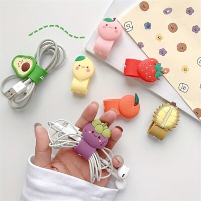 1722909802350-8639c3056c314876acc6279169aff2aa-goods.jpeg 2PCS Reusable Silicone Cable Ties Cute Animal & Fruit Cord Organizers