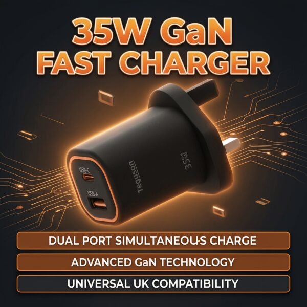 Teguson 35W USB-C 2-Port GaN Fast Charger Type-C PD Charger