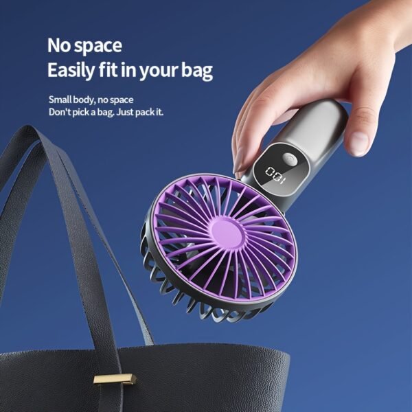3-in-1 Mini Portable USB Fan with 6 Speeds & Digital Display