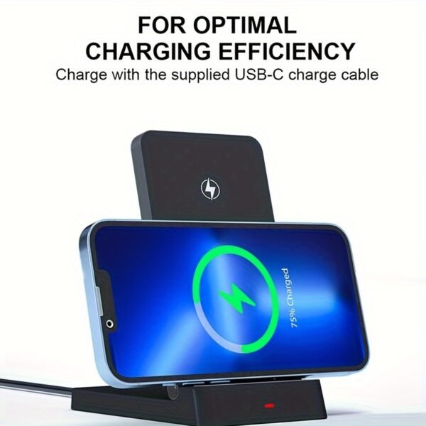15W Wireless Charger Stand Dual Coil Fast Charging Dock