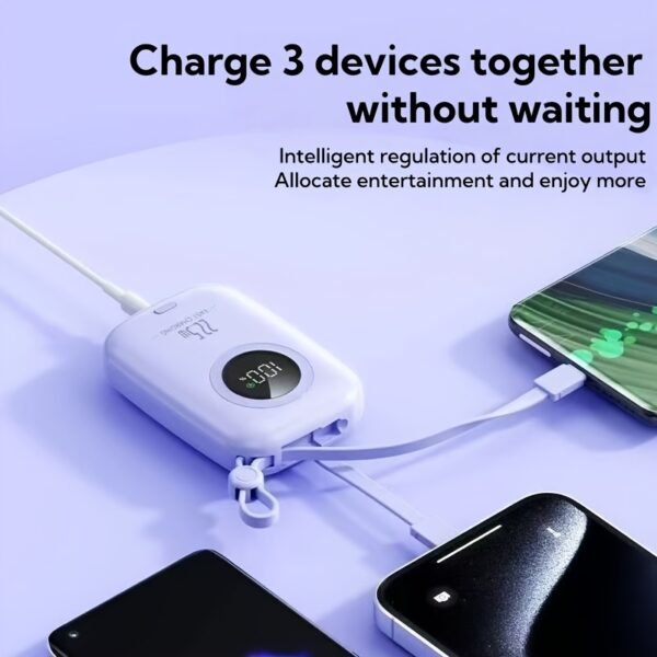 10,000mAh Portable Power Bank with Built-in Type-C Cable & Intelligent Display