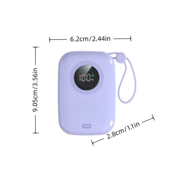 10,000mAh Portable Power Bank with Built-in Type-C Cable & Intelligent Display