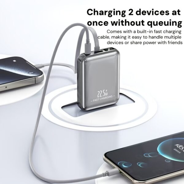 Cloema 3C Certified 20,000mAh Portable Power Bank with Built-in Cable & Digital Display