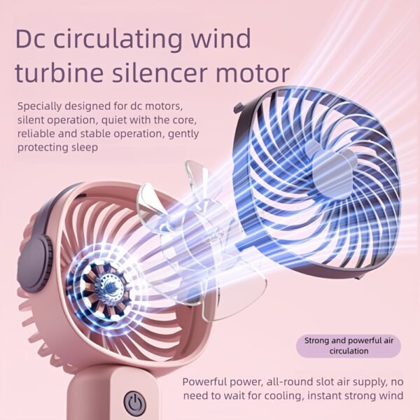 USB Portable Desktop Fan with Phone Holder & 3 Speed Settings – Purple
