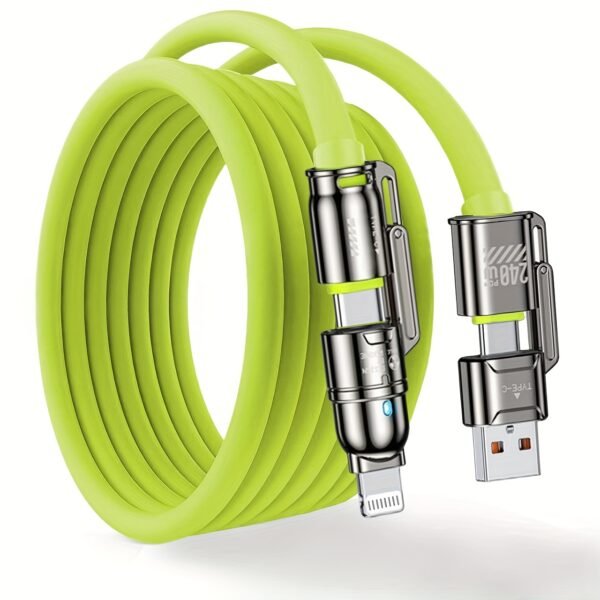 240W 4-in-1 Fast Charging Cable with Data Transfer USB-C Multi Charger Cable