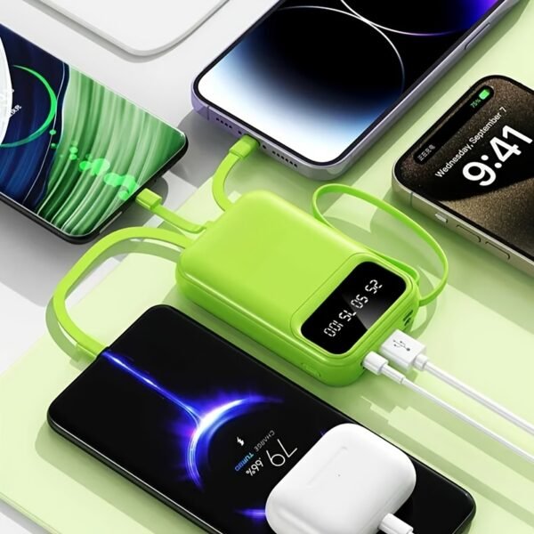 20,000mAh Power Bank with Built-in Cable PD 20W Fast Charging Portable Charger