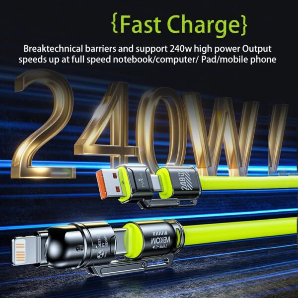 240W 4-in-1 Fast Charging Cable with Data Transfer USB-C Multi Charger Cable