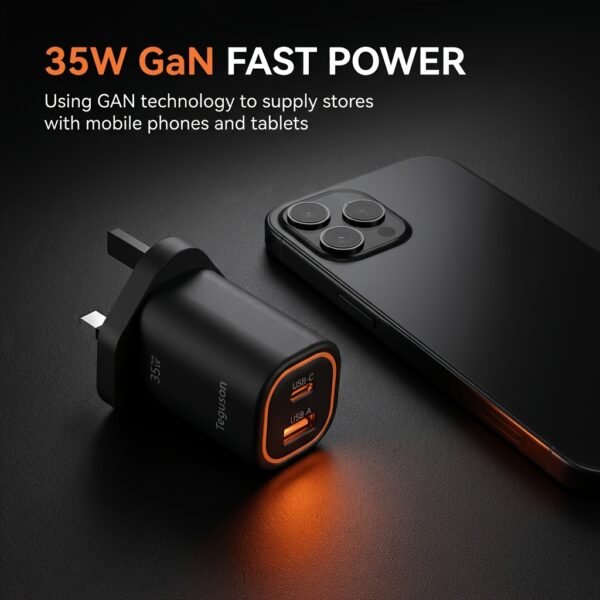 Teguson 35W USB-C 2-Port GaN Fast Charger Type-C PD Charger