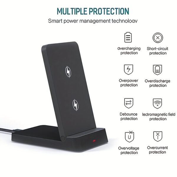 15W Wireless Charger Stand Dual Coil Fast Charging Dock