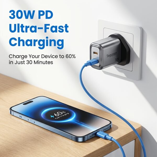 8fccb5b9-88f0-430e-a7bd-fa39ba39e523.jpg PD 30W GaN Fast Charger 2-Port Type-C Plug Charger