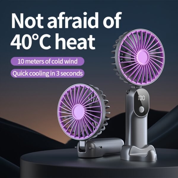 3-in-1 Mini Portable USB Fan with 6 Speeds & Digital Display
