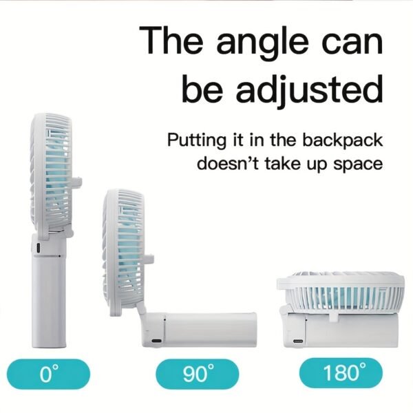 Minimalist Foldable Handheld USB Rechargeable Desktop Fan with 3 Wind Speeds – White