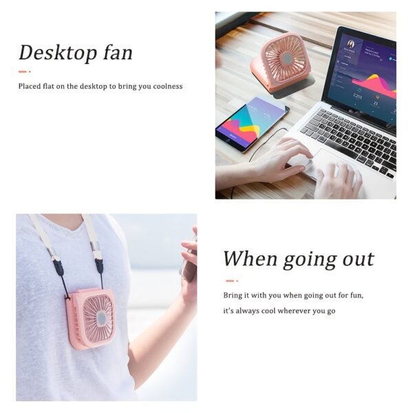Portable Handheld Mini Fan Ultra-Thin Foldable Neck Fan USB Rechargeable