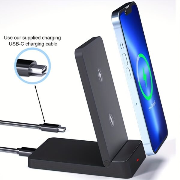 15W Wireless Charger Stand Dual Coil Fast Charging Dock