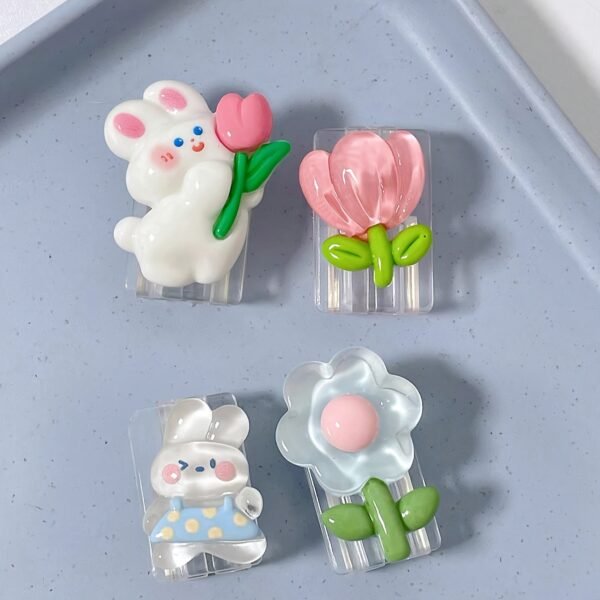 4pcs Rabbit & Flower 3D Anti-Break Data Cable Protectors