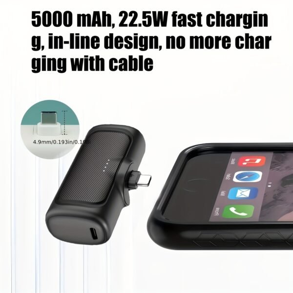 22.5W Fast Charging 5000mAh Mini Power Bank Lipstick-Sized Portable Charger