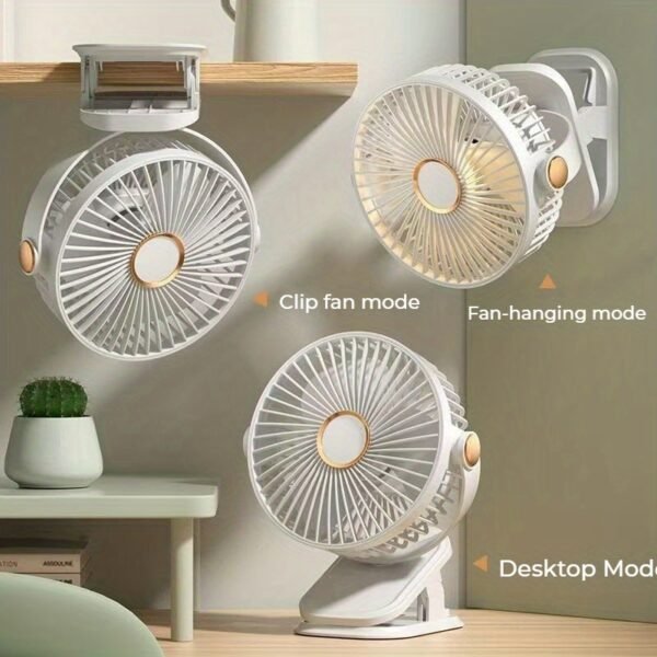Ultra-Quiet Portable Mini Fan with 5-Speed Control & Ambient Night Light