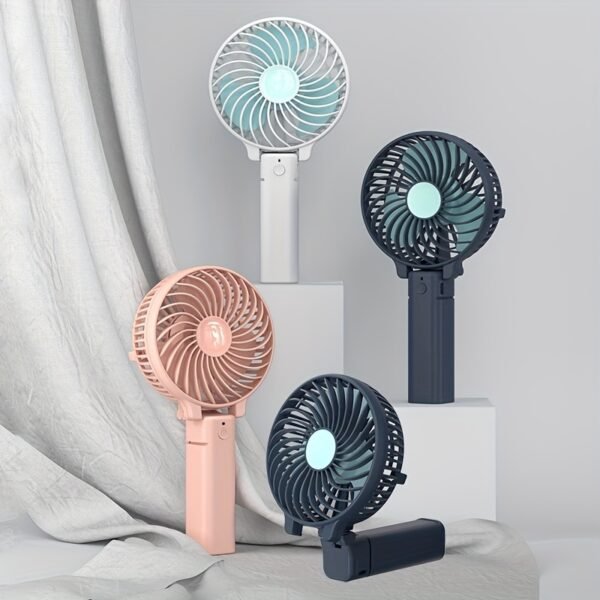 Minimalist Foldable Handheld USB Rechargeable Desktop Fan with 3 Wind Speeds – White