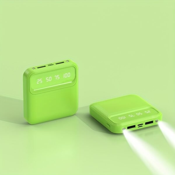 Mini 20,000mAh Fast Charging Power Bank with Built-in Cable & Dual LED Light